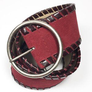 Nine West Wide Red Suede Leather Belt Small